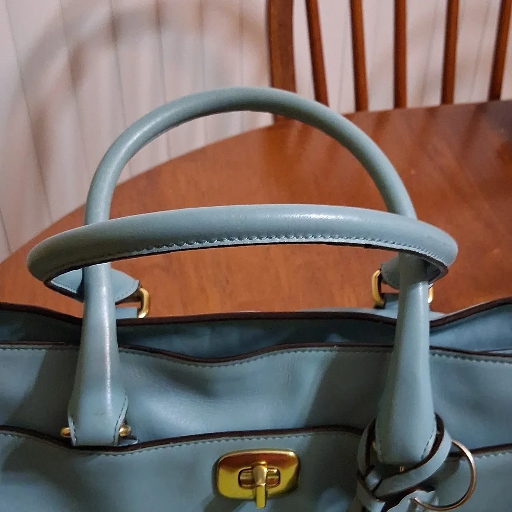 Coach Chelsea Carryall Elegant Robin Egg Blue Leather Satchel Bag - Picture 2 of 11